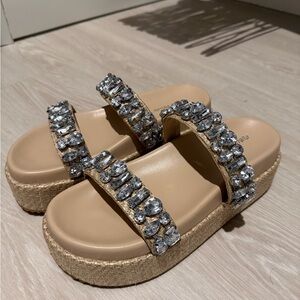 ASOS Tan Crystal Platform Sandals
